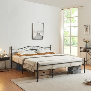 Metalen bedframe Florenz incl. bedbodem 180x200 cm zwart, Verzenden, Nieuw