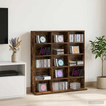 vidaXL CD Kast Gerookt eiken 96 x 23,5 x 97,5 cm Bewerkt, Verzenden, Nieuw
