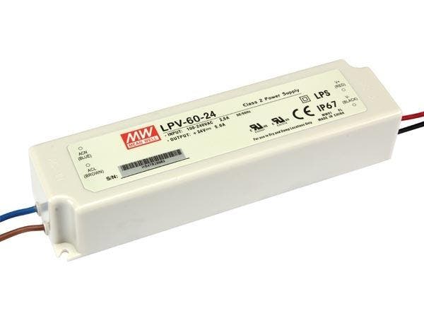 LED driver IP67 transformator 24v 2.5A VDC 60W - 1 Uitgang, Doe-het-zelf en Verbouw, Elektra en Kabels, Ophalen of Verzenden