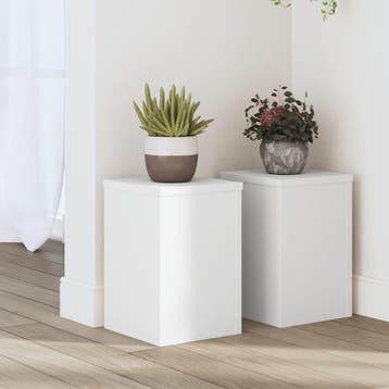 vidaXL Plantenstandaards 2 st 20x20x30 cm bewerkt hout wit, Verzenden, Nieuw