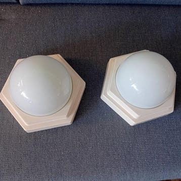 Plafondlamp (2) - Plastic, Glas - Space age, Antiek en Kunst