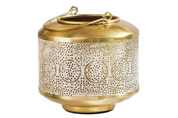 Decoratieve lantaarn ORIENT 20cm goud metaal met patina, Ophalen of Verzenden, Nieuw