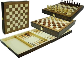 Schaak-Dam-Backgammon Cassette 29x29cm | HOT Games -, Verzenden, Nieuw