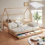 Kinderbed Aarghonmaa met matras uitschuifbed en opberglades, Verzenden, Nieuw