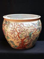 Bloempot - Porselein - Handgeschilderd emaille - groot, Antiek en Kunst