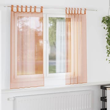 vidaXL Voile gordijnen met lussen 2 st terracotta 140x140 cm, Verzenden, Nieuw, Bruin