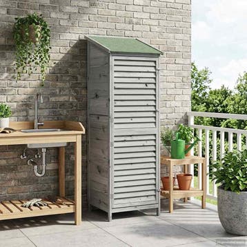 vidaXL Tuinschuur met dak Grijs 59 x 56 x 176 cm Massief, Verzenden, Nieuw
