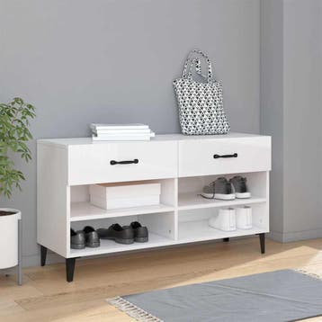 vidaXL Schoenenkast 102x35x55 cm bewerkt hout hoogglans wit, Verzenden, Nieuw