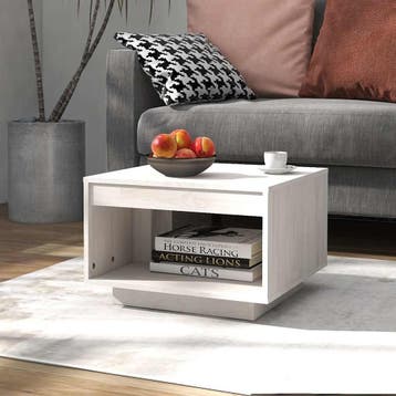 vidaXL Salontafel 50x50x33,5 cm massief grenenhout wit, 50 tot 100 cm, Verzenden, Nieuw, 50 tot 100 cm