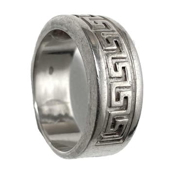 Ring - Zilver - Grieks meander motief - maat 18, Ophalen of Verzenden, Nieuw