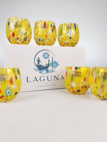 LAGUNA - Drinkservies (6) - Muranoglas - 6 GOTI ROUND