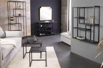Moderne boekenkast SLIM LINE 185 cm grafiet metalen staande, Huis en Inrichting, Ophalen of Verzenden, Nieuw