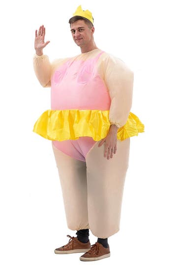 KIMU® Opblaas Kostuum Ballerina Roze Opblaasbaar Pak Dansere, Carnaval, Nieuw, Overige maten, Ophalen of Verzenden