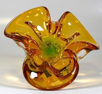 Egermann - Kom - Glas - amberkleurige glazen kom