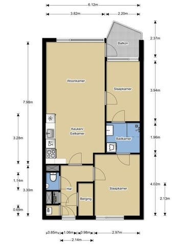 Te Huur 3 Kamer Appartement Terneuzenstraat In Arnhem, Huizen en Kamers, Huizen te huur, Gelderland, Direct bij eigenaar, Appartement
