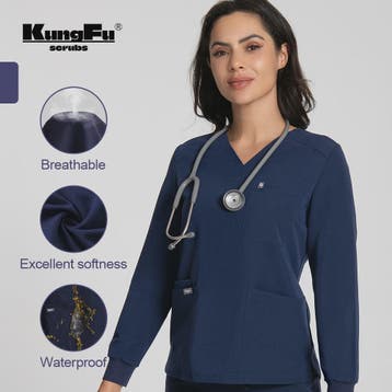 Dames Scrubtop Lange Mouw - Zacht, Waterdicht & Antibacterie, Verzenden
