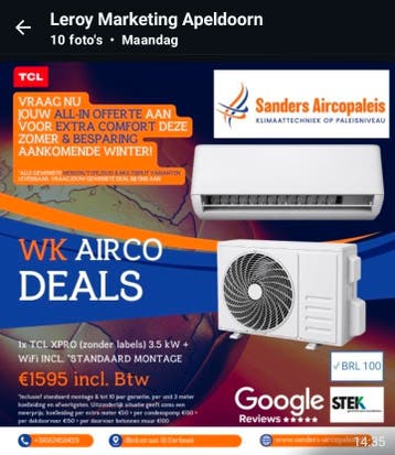 WK AIRCO DEALS, Witgoed en Apparatuur, Airco's, Nieuw, Verwarmen, Afstandsbediening