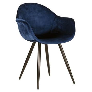 Stoelen | FIONA |  Fluweel/Metaal | Blue |  Zwarte Poten |, Verzenden, Nieuw in verpakking