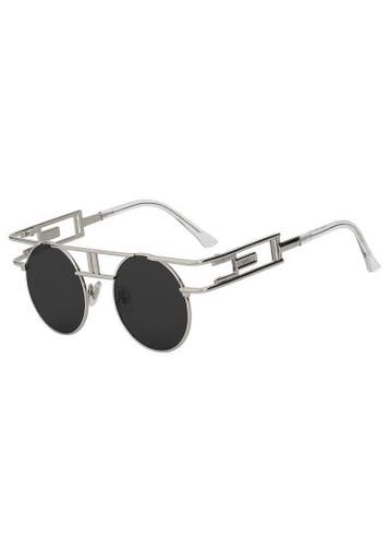 KIMU® Ronde Zonnebril Steampunk Burning Man Zilver Montuur R, Ophalen of Verzenden, Nieuw, Zwart