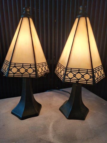Art de France - Set Tiffany stijl tafellampen glas in lood -, Nieuw