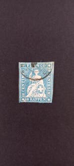 Zwitserland 1854 - 10 Rappen - Scott A17, Gestempeld