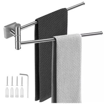 Compacte Dubbele Draaibare Handdoekhouder RVS 304 34 cm Wand, Verzenden, Nieuw