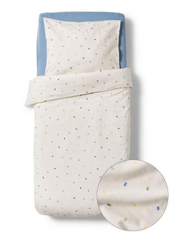 HEMA Peuterdekbedovertrek 120x150cm flanel stippen beige, Verzenden, Nieuw, Beige