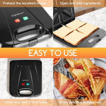 Tosti apparaat - Tosti ijzer - Sandwich maker - 1400W - Zwar, Verzenden, Zo goed als nieuw