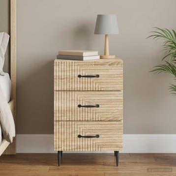 vidaXL Nachtkastje Sonoma Eiken 43 x 41 x 66,5 cm Bewerkt, Minder dan 45 cm, Verzenden, Nieuw, 55 tot 70 cm