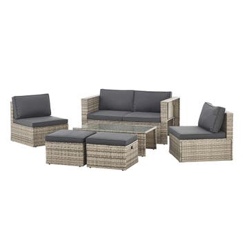 Polyrotan Loungeset / Tuinset Salou - Grijs - Incl. Kussens, Verzenden, Nieuw