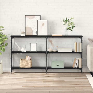 vidaXL Wandtafel Zwart Eiken 156 x 28 x 80,5 cm Bewerkt hout, Minder dan 45 cm, Verzenden, Nieuw, 70 cm of meer