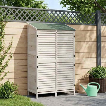 vidaXL Tuinschuur met dak Wit 106 x 56 x 176,5 cm Massief, Verzenden, Nieuw