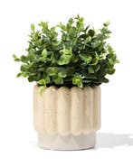 HEMA Bloempot 13x12.5cm keramiek ribbels grijs, Verzenden