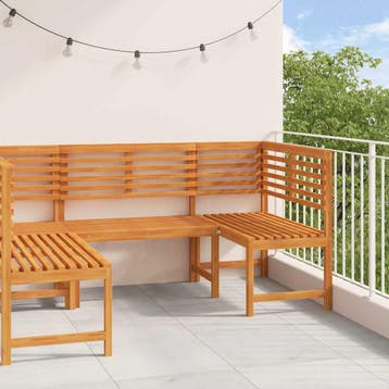 vidaXL Tuinbankset 3 pcs Bruin Massief Acaciahout, Verzenden, Nieuw, 3 zitplaatsen