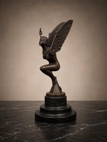 sculptuur, Art Deco bronzen gevleugelde Egyptische vrouw –