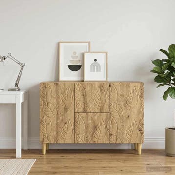 vidaXL Dressoir Artisanaal eiken 89 x 34,5 x 60 cm Bewerkt, Huis en Inrichting, Verzenden, Nieuw, Overige houtsoorten, Minder dan 50 cm