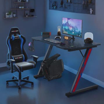 Gaming Bureau 80x52 cm met Carbon Fiber Look en Koptelefoonh, Huis en Inrichting, Verzenden, Nieuw