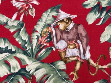 Oeko-Tex tropisch stof met schattige apen - Het paradijs van