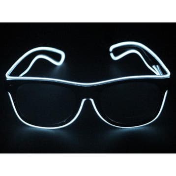 Disco bril met witte LED verlichting - Feestbrillen, Verzenden, Nieuw