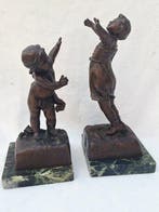 Brig Paris - Boekensteunen - Brons op marmer - Set