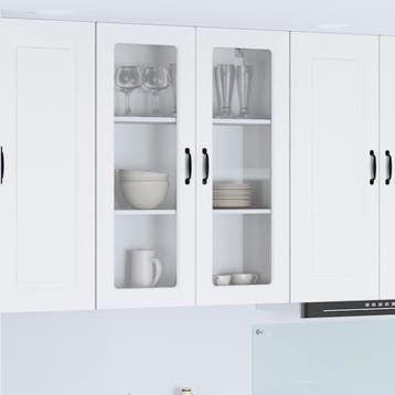 vidaXL Wandglas cabinet PORTO Wit 80 x 31 x 100 cm Bewerkt, Verzenden, Nieuw, Wit