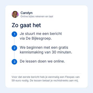 Carolyn geeft online bijles rekenen en taal, Privéles, Bijles
