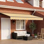 vidaXL Elektrisch Uittrekbaar Zonnescherm Geel, Wit,, Verzenden, Nieuw