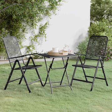 vidaXL 3-delige Tuinset metaalgaas antracietkleurig, Verzenden, Nieuw, 2 zitplaatsen, Tuinset