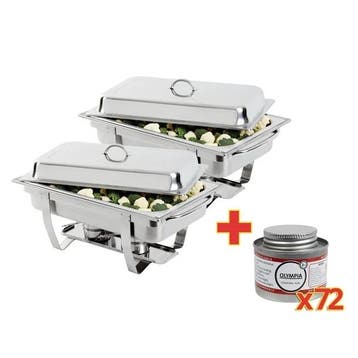 Chafing Dish | Incl brandpasta | 2x Chafing Dishes en 72x..., Verzenden, Nieuw in verpakking