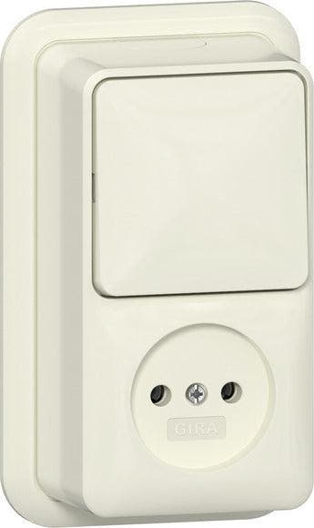 Gira Opbouw 2-Pole Schakelstopcontact Combinatie Crème Wit -, Verzenden, Nieuw, Overige typen