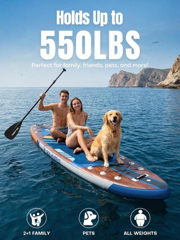 SOLAVERO Opblaasbaar stand-up paddleboard van 3,5 meter met, Verzenden, Zo goed als nieuw