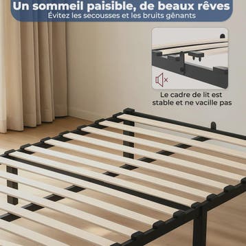 Zwevend Metalen Bedframe 90x200/140x200 cm met Houtlook Hoof, Verzenden, Nieuw