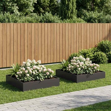 vidaXL Plantenbak 2 st Zwart 80 x 80 x 20 cm Koudgewalst, Minder dan 30 cm, Verzenden, Nieuw, Metaal