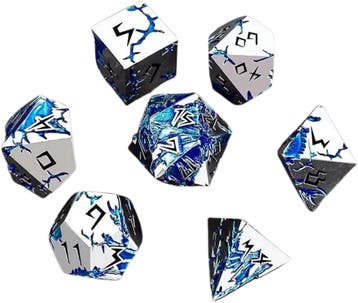 Premium Dobbelstenen Set - Metaal Draak Zilver/Blauw in Tin, Verzenden, Nieuw
